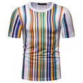 New Men's Summer Short-Sleeved Striped Slim Casual T-Shirt