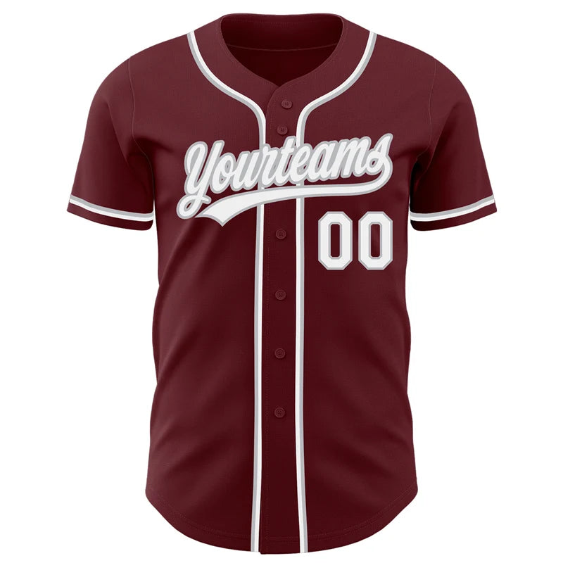 Custom Red White-Gray Authentic Baseball Jersey