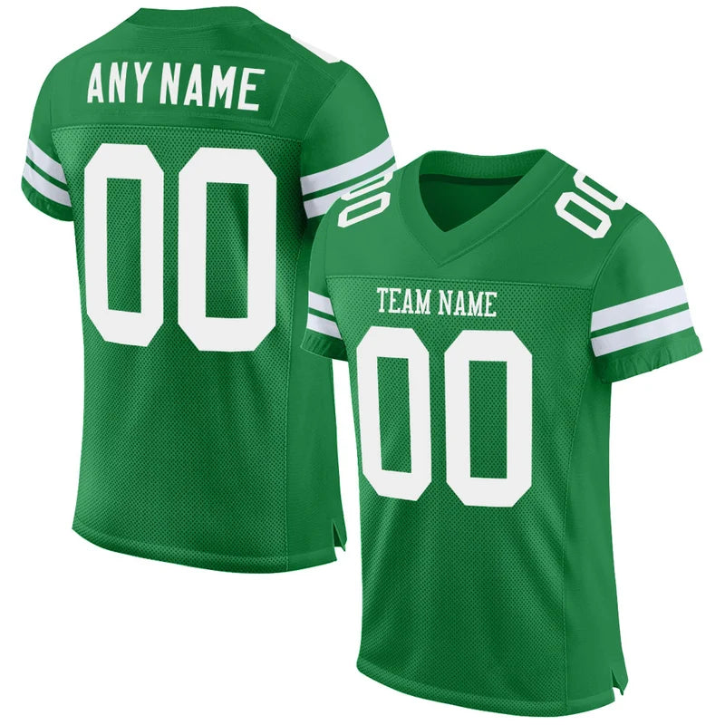 Custom Grass Green White Mesh Football Jersey