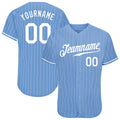 Custom Light Blue  Pinstripe White Authentic Baseball Jersey