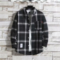 Men's Casual Plaid Long Sleeve Loose Shirt