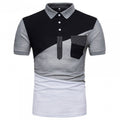 New Men's Irregular Color Matching Stitching Polo Shirt