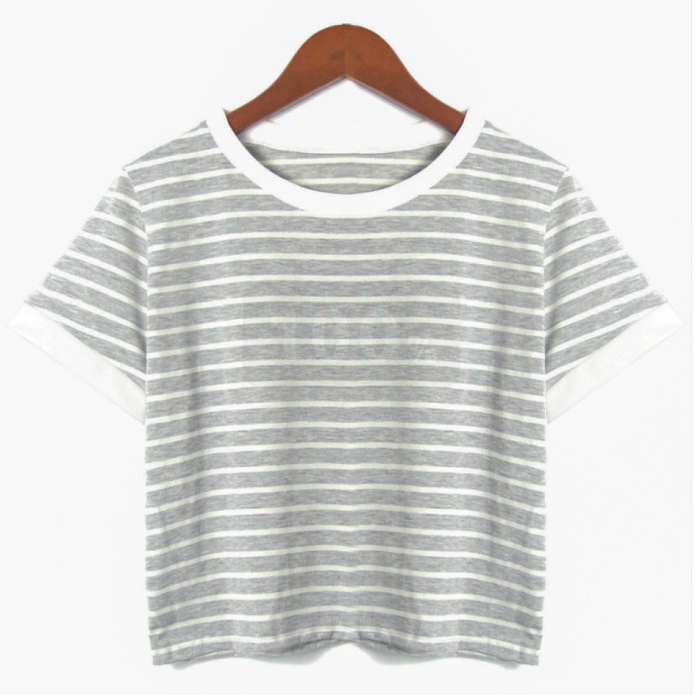 Summer New Striped Loose Short Sleeve T-Shirt