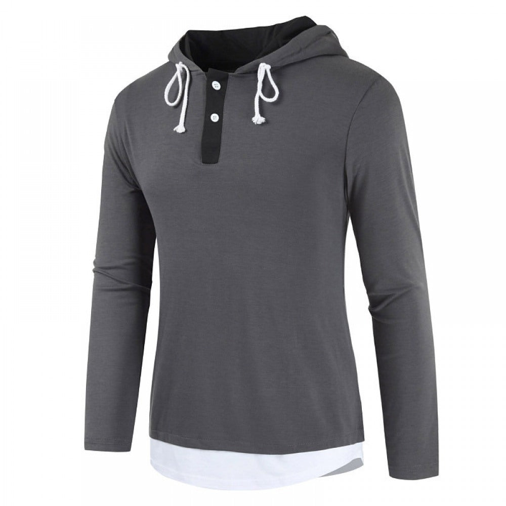 New Men's Fashion High Street Style Hooded Long-Sleeved T-Shirt