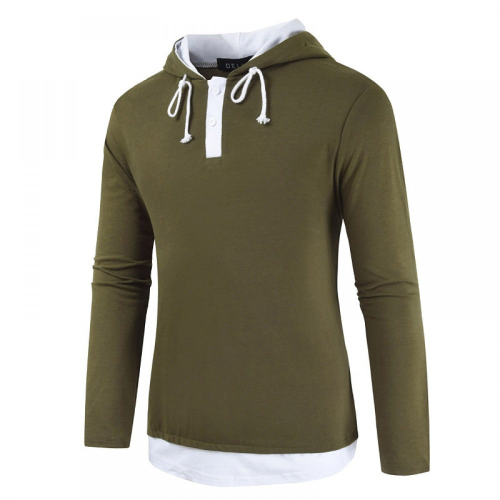 New Men's Fashion High Street Style Hooded Long-Sleeved T-Shirt